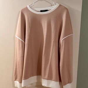 Zesica Blush Pink Contrast-Trim Sweatshirt